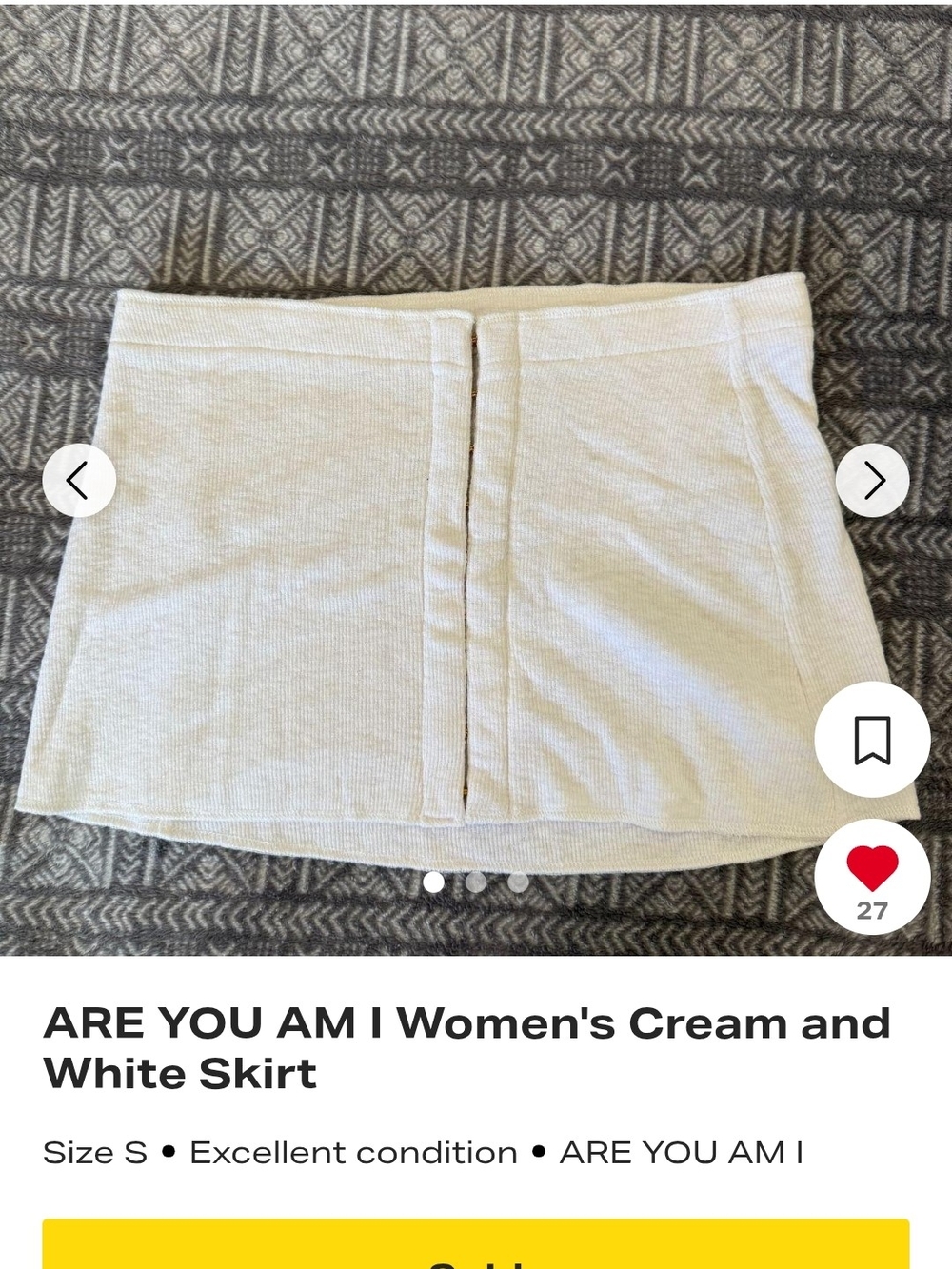 ARE YOU AM I Cream Ribbed Mini Skirt